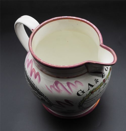 VERY LARGE SUNDERLAND LUSTRE JUG 1853 - ADDITIONAL PHOTO 3