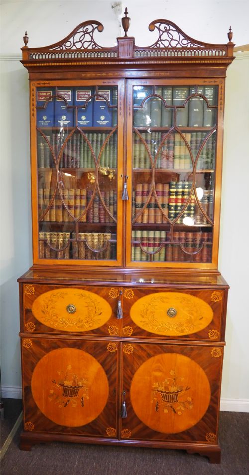 fig 1. Outstanding Hepplewhite Secretaire Bookcase