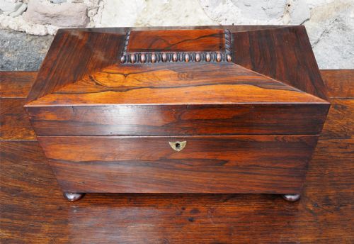 Regency Rosewood Tea Caddy. Complete