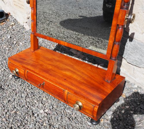 SCOTTISH MAHOGANY BARREL FRONTED MIRROR - ADDITIONAL PHOTO 1