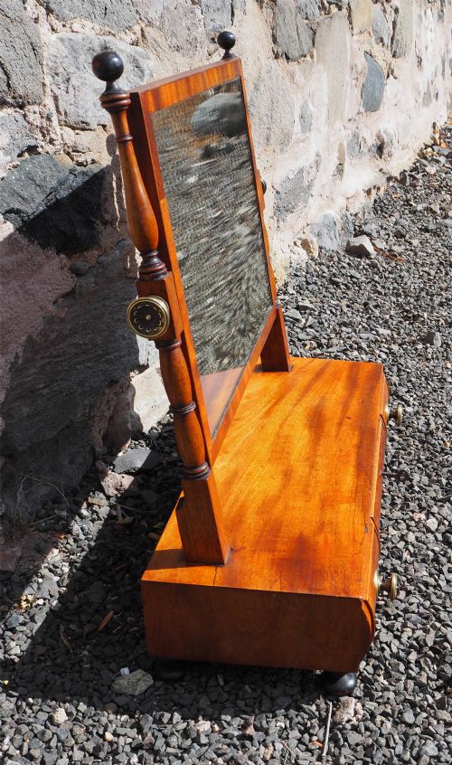 SCOTTISH MAHOGANY BARREL FRONTED MIRROR - ADDITIONAL PHOTO 2