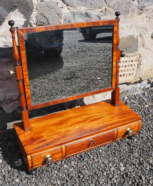 SCOTTISH MAHOGANY BARREL FRONTED MIRROR - ADDITIONAL PHOTO 3