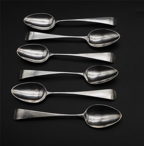 Set of Six 18th Century Silver Teaspoons