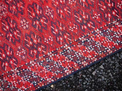 LARGE SIZE ANTIQUE AFGHAN KILM CARPET - ADDITIONAL PHOTO 4