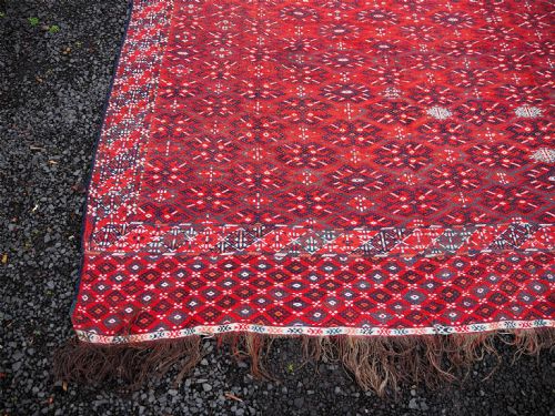 LARGE SIZE ANTIQUE AFGHAN KILM CARPET - ADDITIONAL PHOTO 5