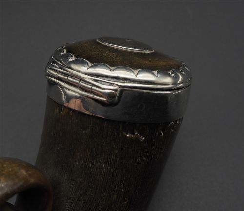 GOOD SCOTTISH HORN SILVER SNUFF MULL - ADDITIONAL PHOTO 4