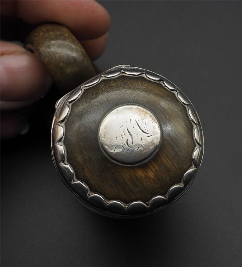 GOOD SCOTTISH HORN SILVER SNUFF MULL - ADDITIONAL PHOTO 5