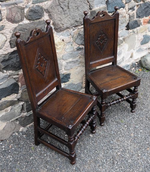 PAIR 17TH CENTURY OAK HALL CHAIRS - ADDITIONAL PHOTO 1