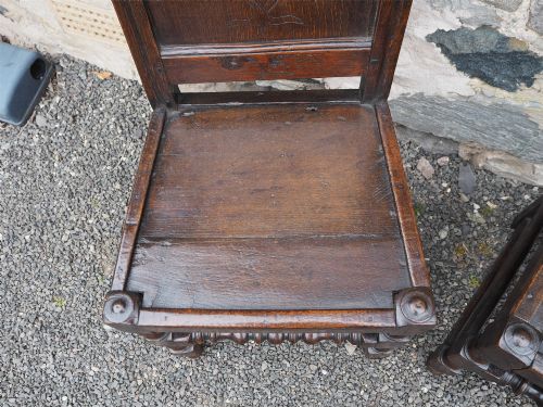 PAIR 17TH CENTURY OAK HALL CHAIRS - ADDITIONAL PHOTO 5