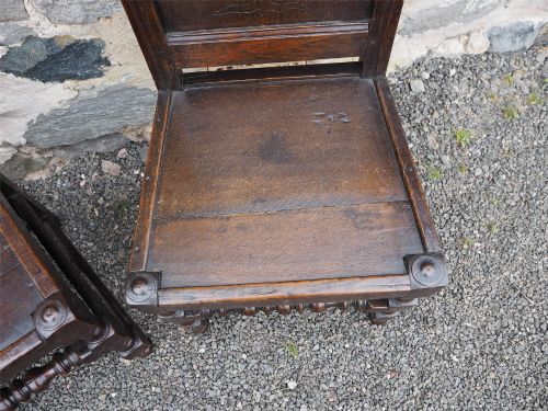 PAIR 17TH CENTURY OAK HALL CHAIRS - ADDITIONAL PHOTO 6