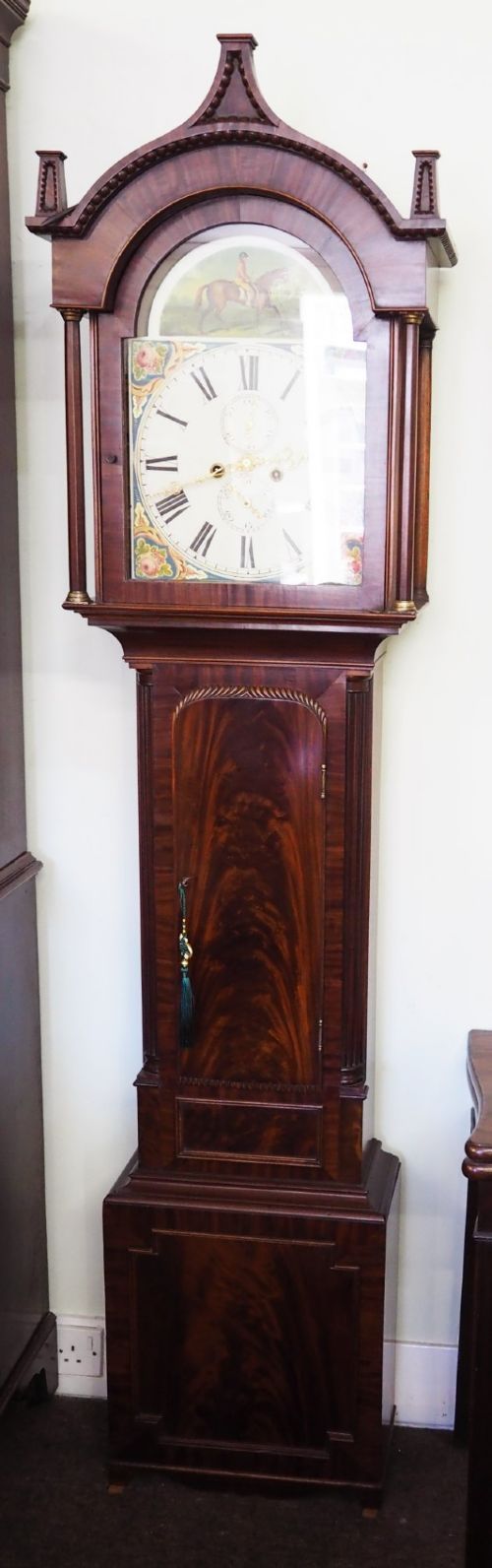 EDINBURGH MAHOGANY LONGCASE CLOCK HORSE