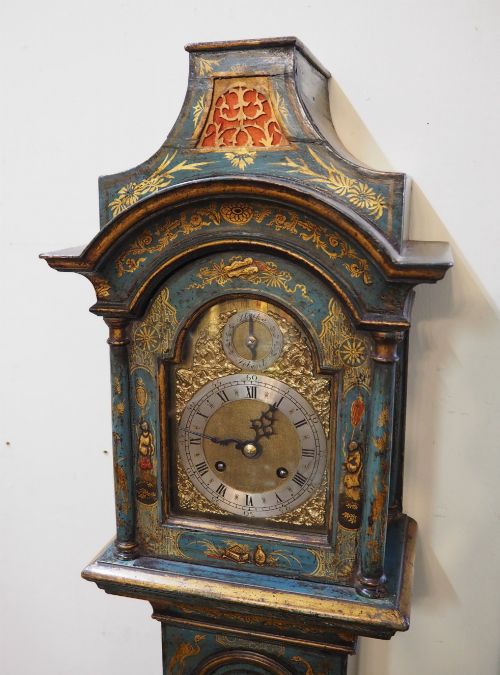 RARE BLUE LACQUER GRANDMOTHER CLOCK - ADDITIONAL PHOTO 2