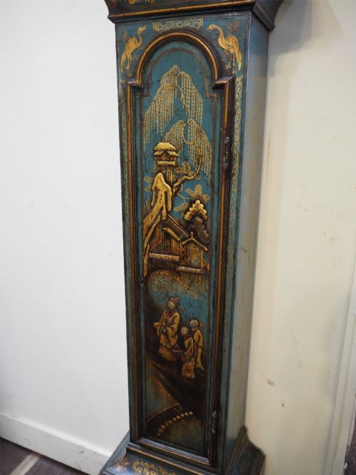 RARE BLUE LACQUER GRANDMOTHER CLOCK - ADDITIONAL PHOTO 3