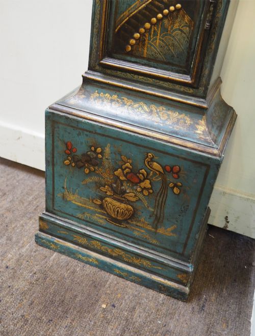 RARE BLUE LACQUER GRANDMOTHER CLOCK - ADDITIONAL PHOTO 4