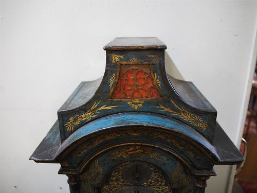 RARE BLUE LACQUER GRANDMOTHER CLOCK - ADDITIONAL PHOTO 7