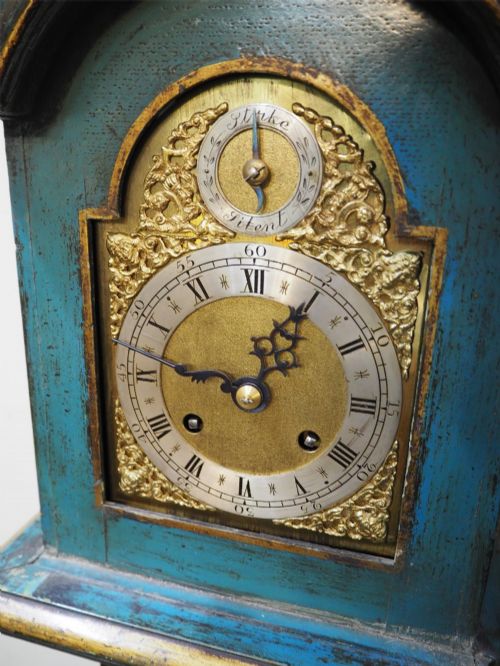 RARE BLUE LACQUER GRANDMOTHER CLOCK - ADDITIONAL PHOTO 8