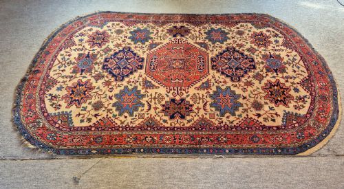 Rare Curve Ended Persian Bijar Rug