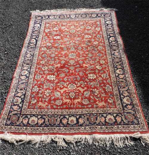 Vintage Persian Animals Wool Rug