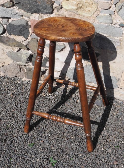 19th Century Ash and Beech High Stool
