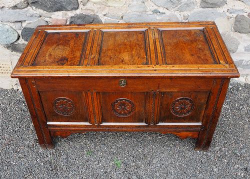 Early 18th Century Carved Oak Coffer