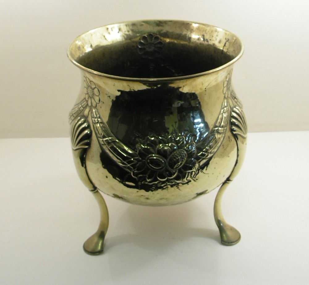 LARGE VICTORIAN BRASS STANDING JARDINERE