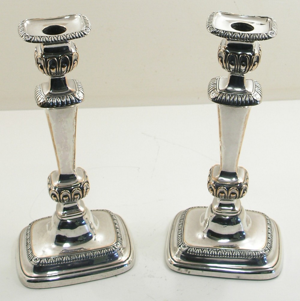 GOOD PAIR 19th CENTURY SILVER PLATED CANDLESTICKS