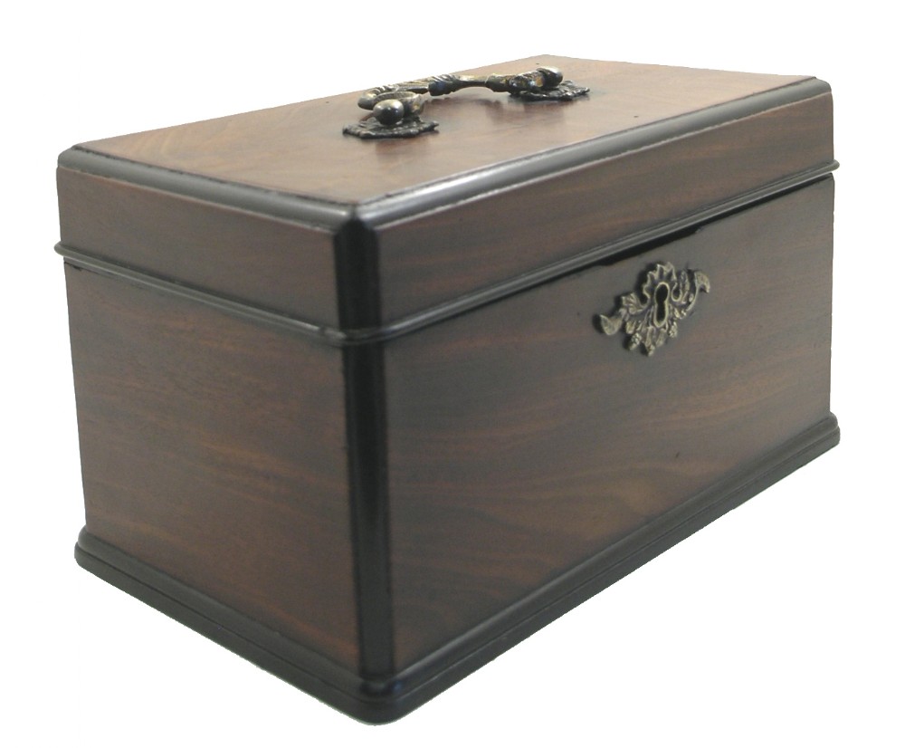 GEORGE III MAHOGANY & EBONY TEA CADDY