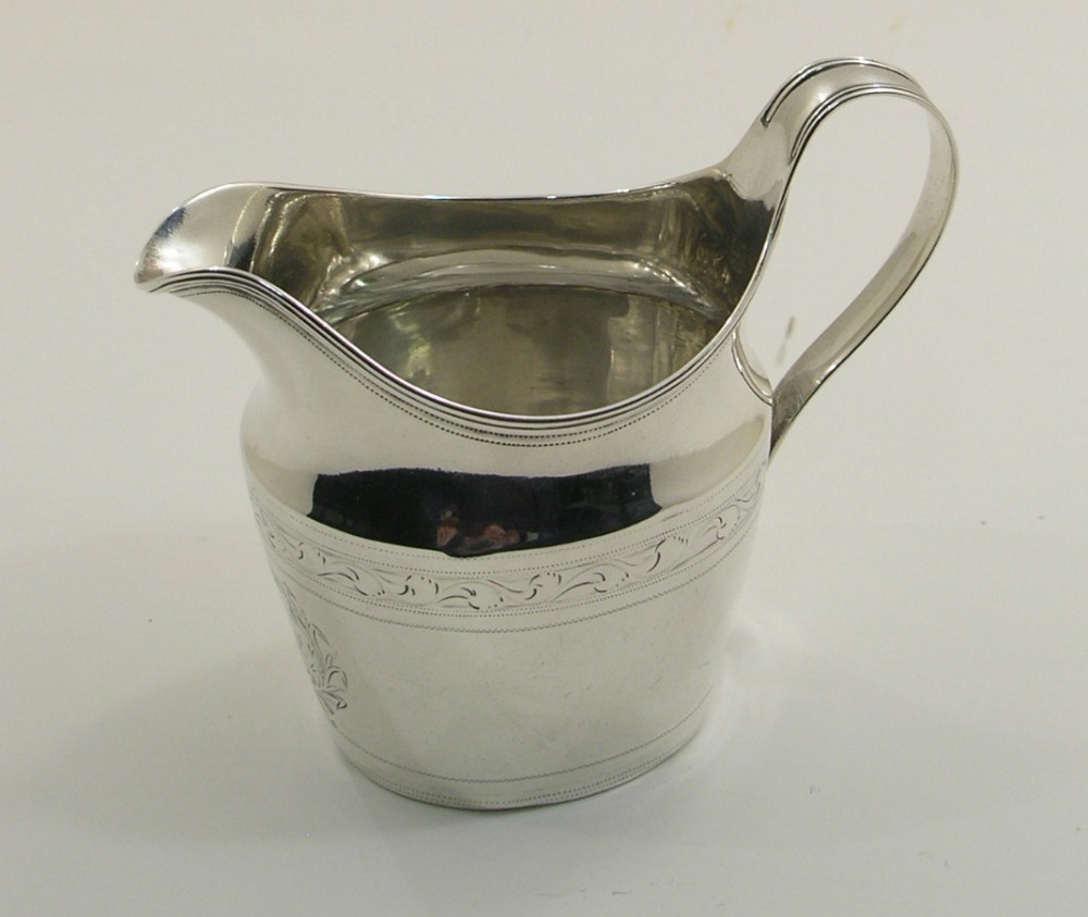GEORGE III SILVER HELMET CREAM JUG. LONDON 1796