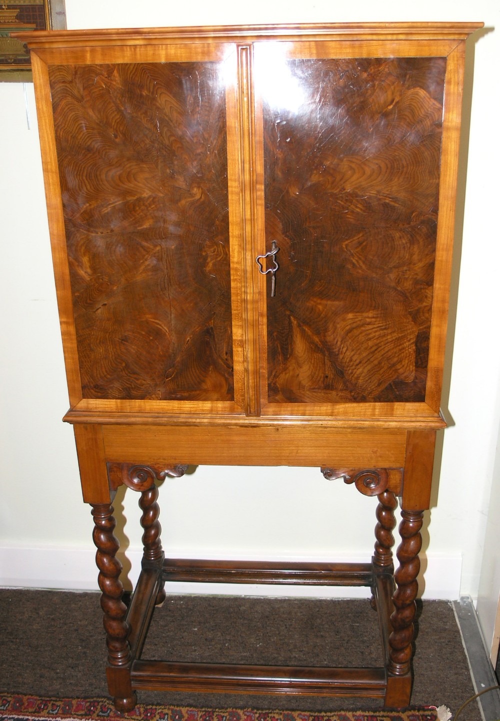 RARE 17th CENTURY YEW-WOOD CABINET ON STAND