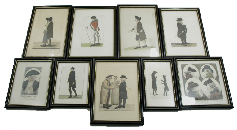 SET OF 9 GOOD GEORGIAN SILUETTES, VARIOUS GENTLEMEN