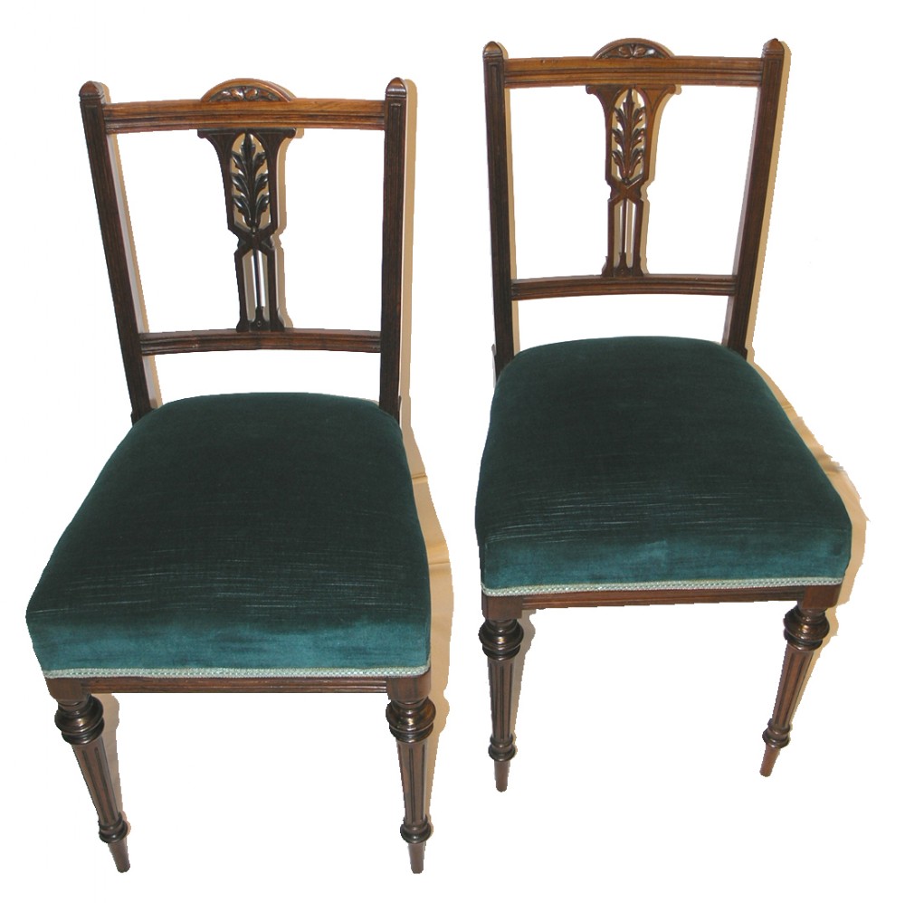 FINE PAIR EDWARDIAN ROSEWOOD BEDROOM CHAIRS