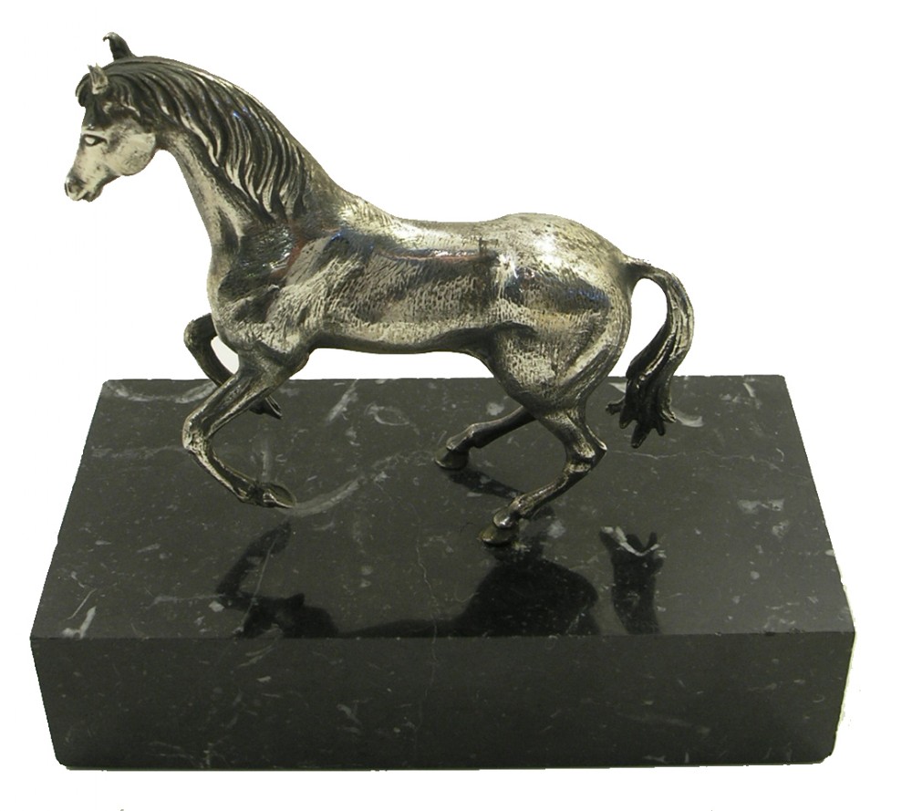 FINE CONTINENTAL SOLID SILVER MODEL OF A HORSE
