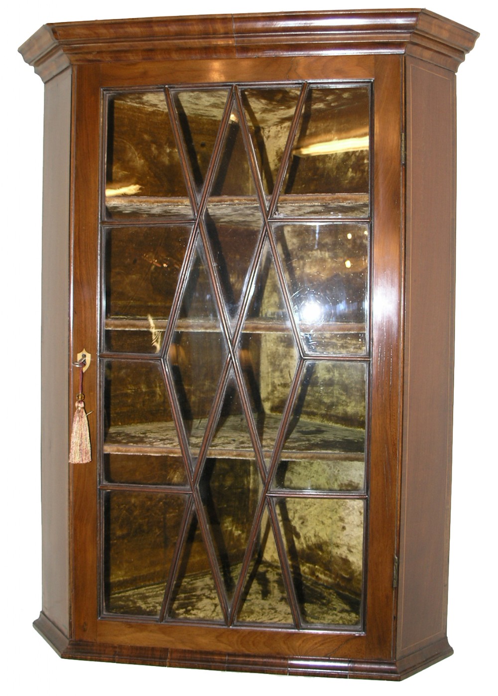 GEORGIAN SCOTTISH MAHOGANY GLAZED CORNER CABINET
