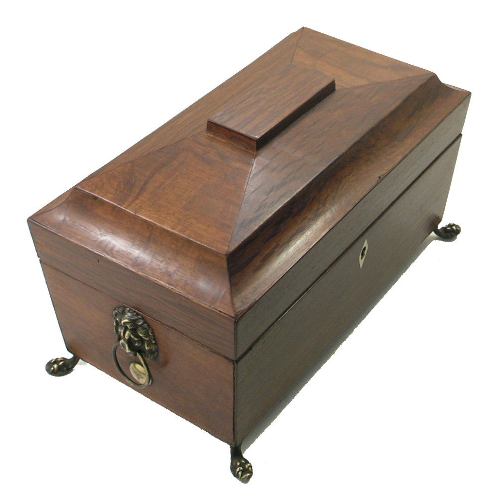 GEORGIAN PARTRIDGE WOOD TEA CADDY. CIRCA; 1800