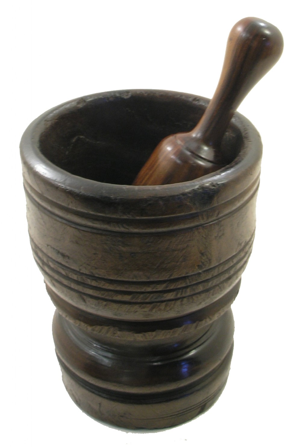 FINE 18th CENTURY LIGNUM MORTAR & PESTLE. C. 1750