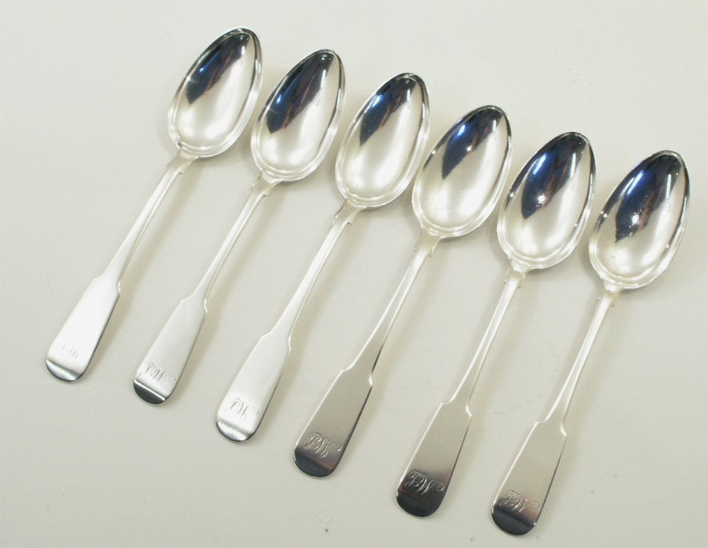 RARE SET OF 6 LARGE PERTH SILVER SERVING SPOONS