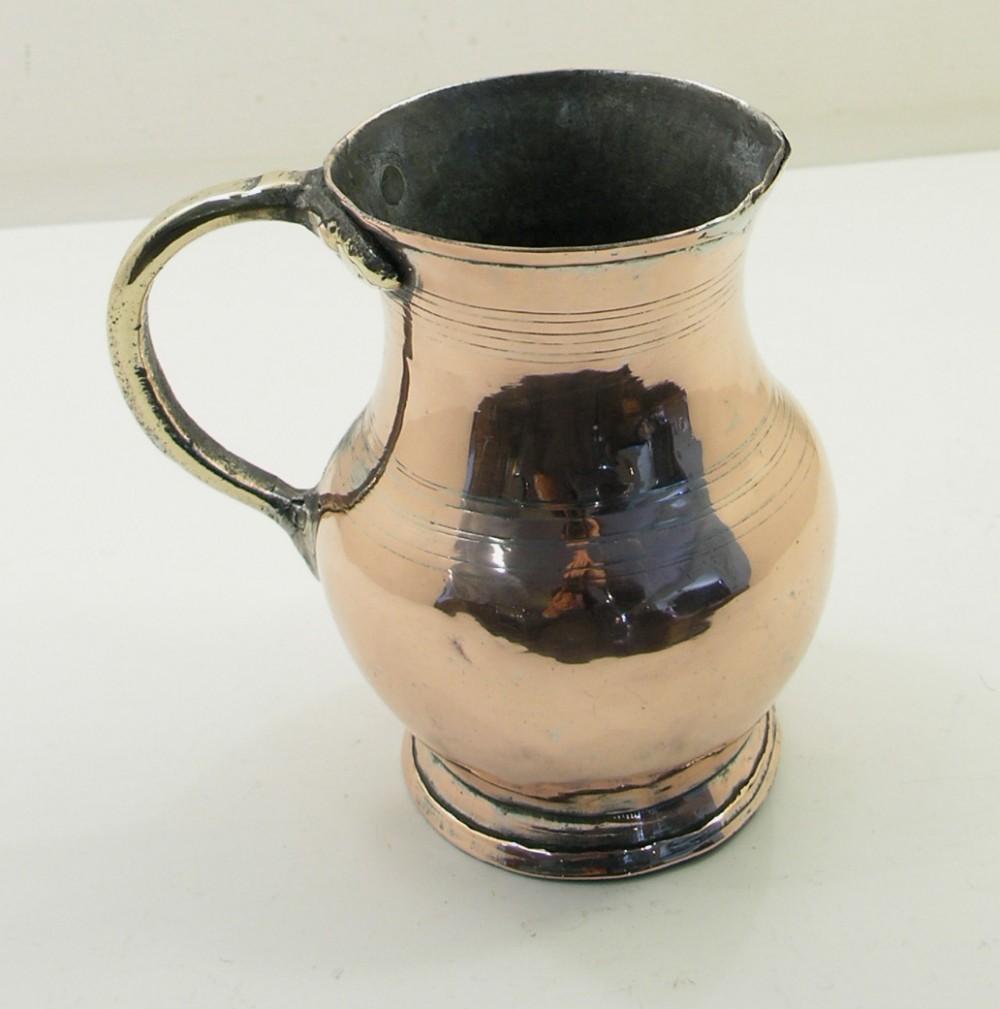 18th CENTURY COPPER & BRASS TANKARD. C. 1780