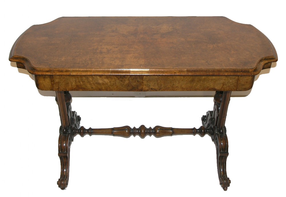 QUALITY VICTORIAN BURR WALNUT LIBRARY TABLE