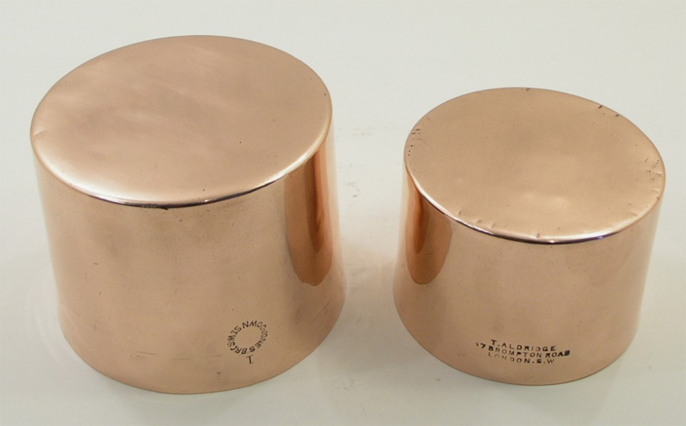 TWO VICTORIAN NAMED COPPER JELLY MOULDS. LONDON MAKERS
