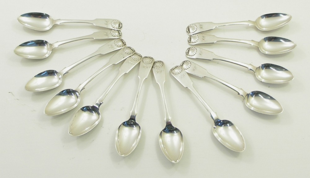FINE SET OF 12 SILVER EDINBURGH TEASPOONS. 1833