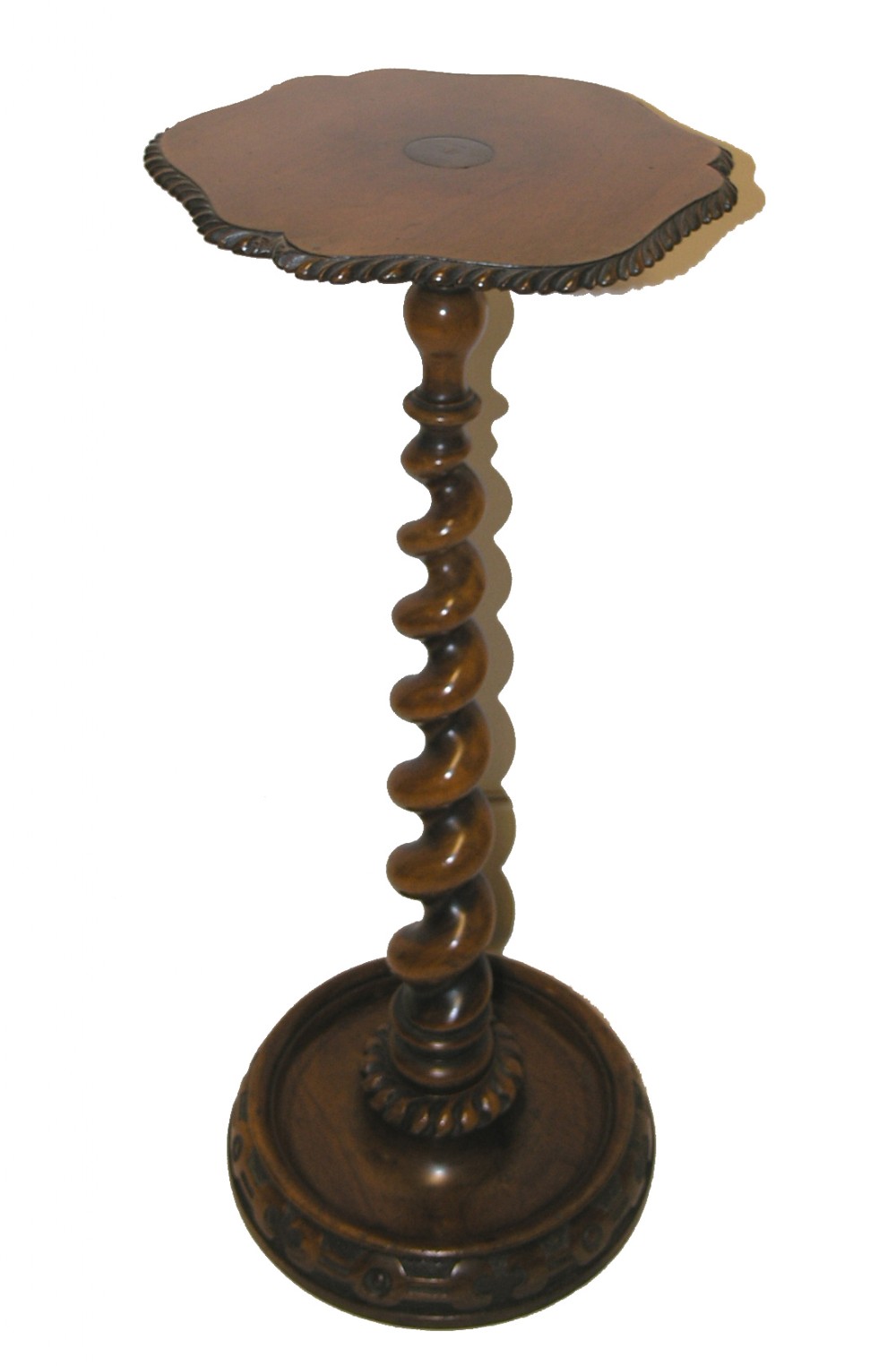 UNUSUAL VICTORIAN WALNUT CARVED CANDLE STAND