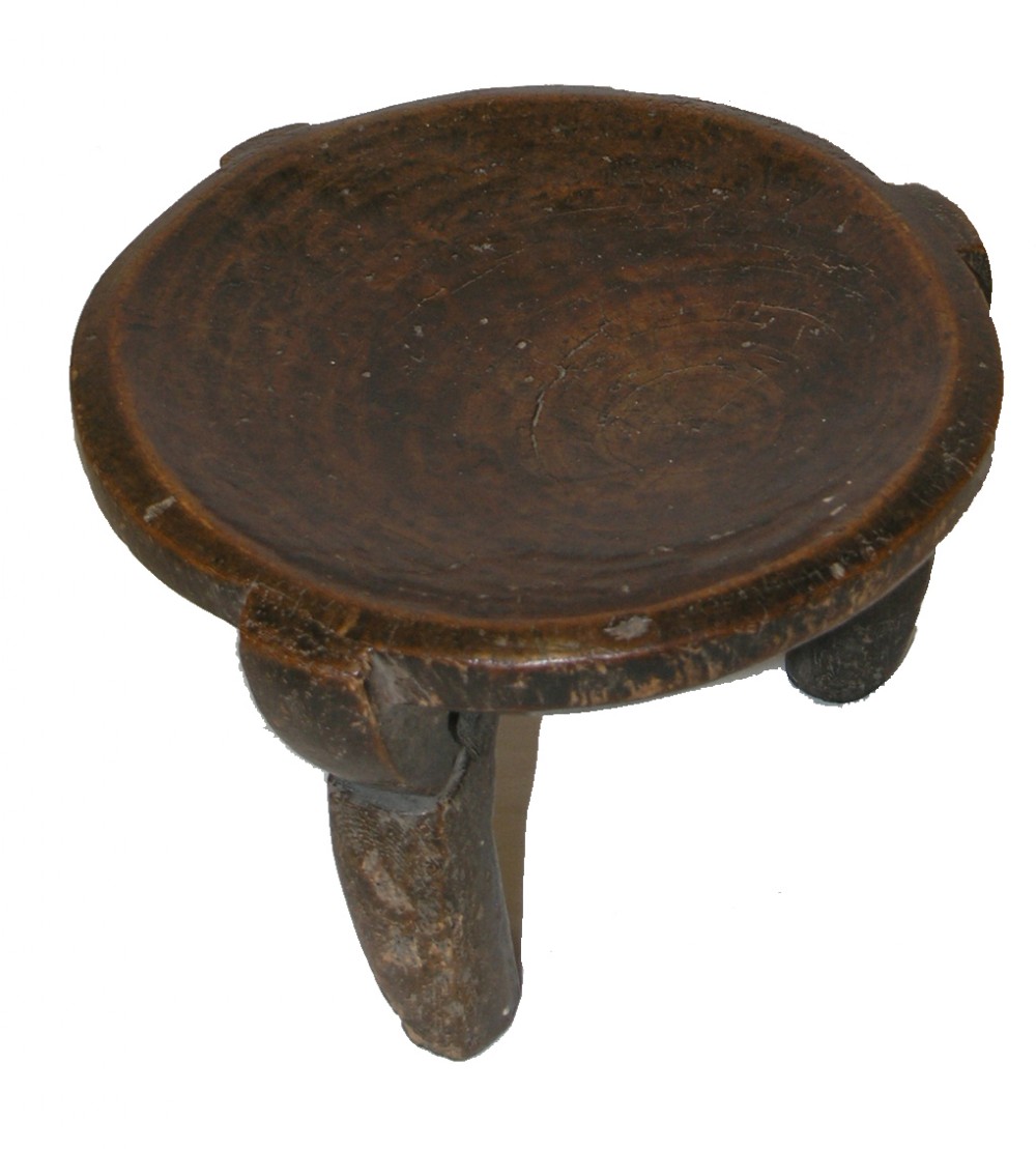 EARLY 1900's AFRICAN TRIBAL CARVED HARDWOOD STOOL
