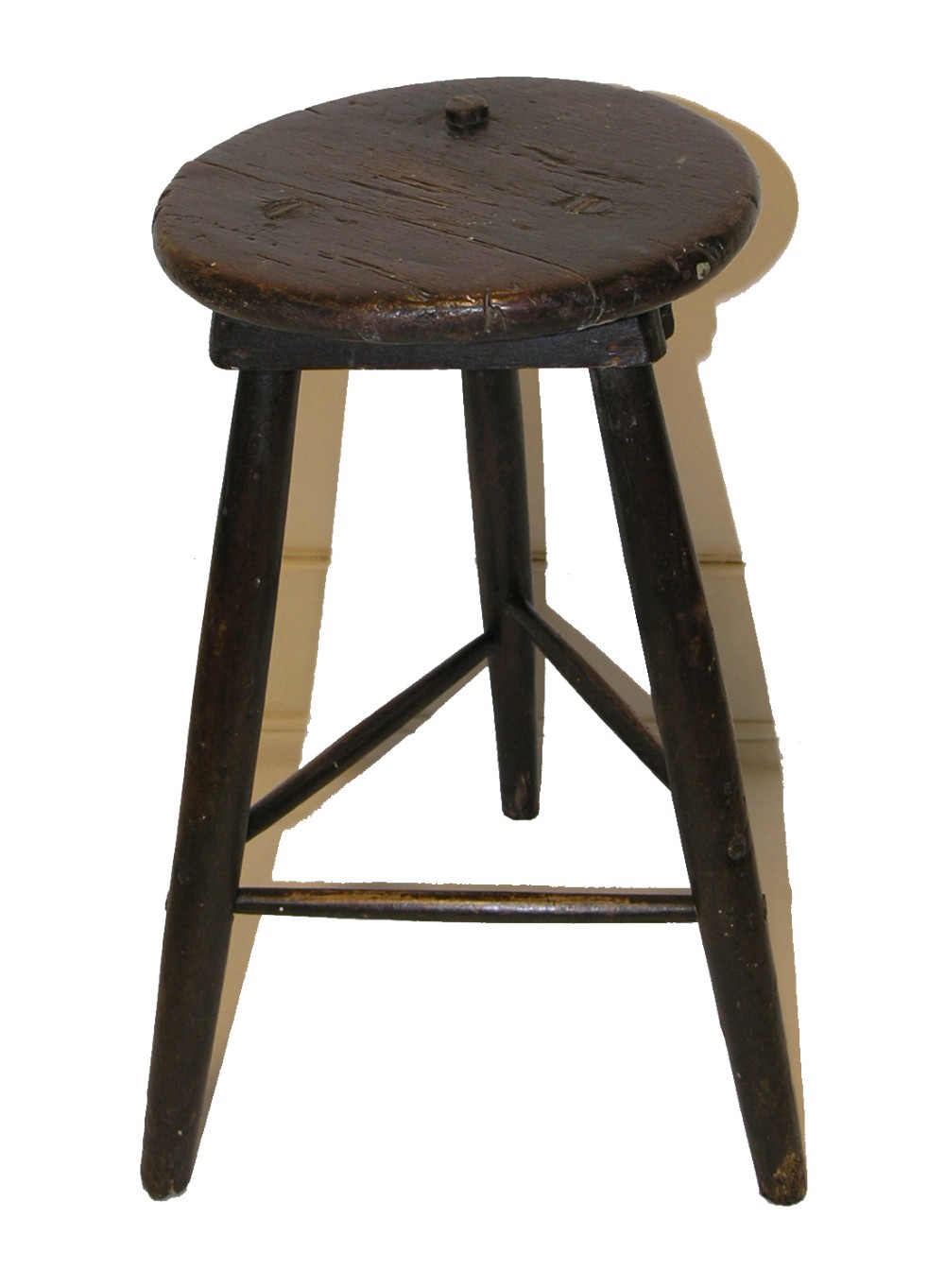 PRIMITIVE 18th CENTURY OAK STOOL LIKE A CRICKET TABLE.