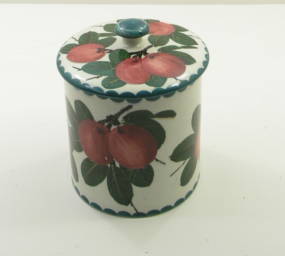 SCOTTISH WEMYSS WARE PRESERVE POT & COVER. PLUMS