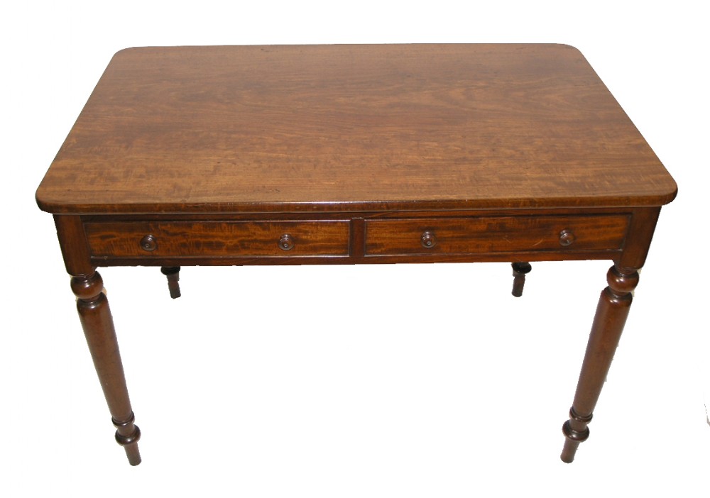 LARGE POMELLI MAHOGANY TWO DRAWER WRITING TABLE. C. 1825