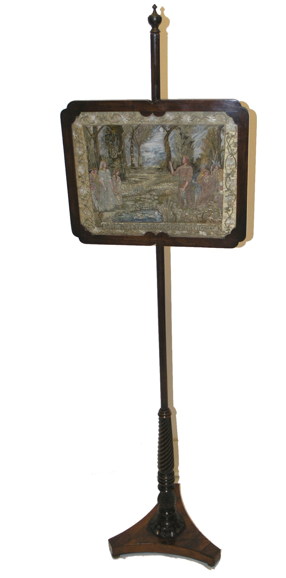 BEAUTIFUL REGENCY ROSEWOOD POLE SCREEN WITH TAPESTRY