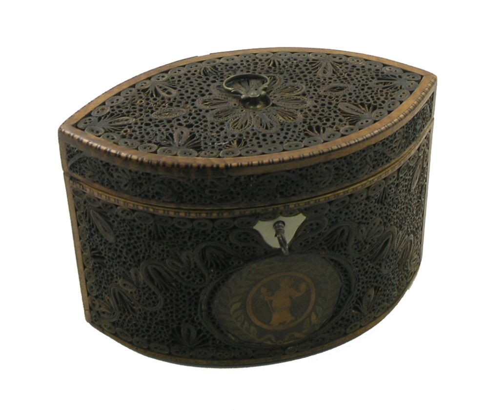 RARE GEORGE III PAPER SCROLL TEA CADDY. 1770 