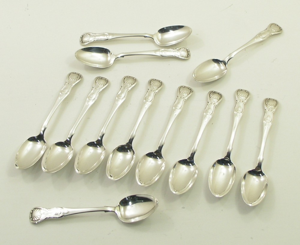 SUPERB SET OF 12 EDINBURGH SILVER TEASPOONS. 1841