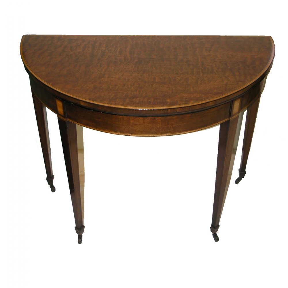 GEORGIAN SCOTTISH MAHOGANY HALF ROUND CARD TABLE