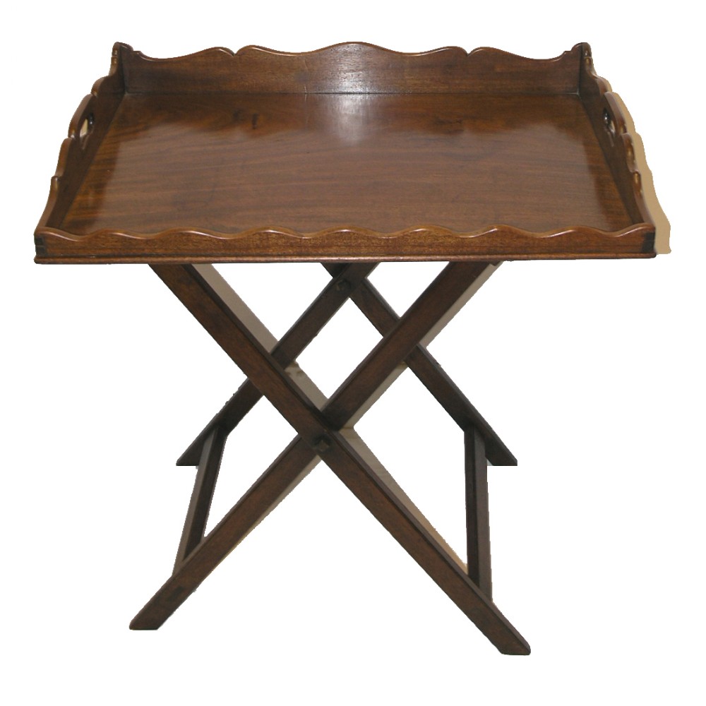 GOOD GEORGE III MAHOGANY BUTLERS TRAY AND STAND. C. 1810